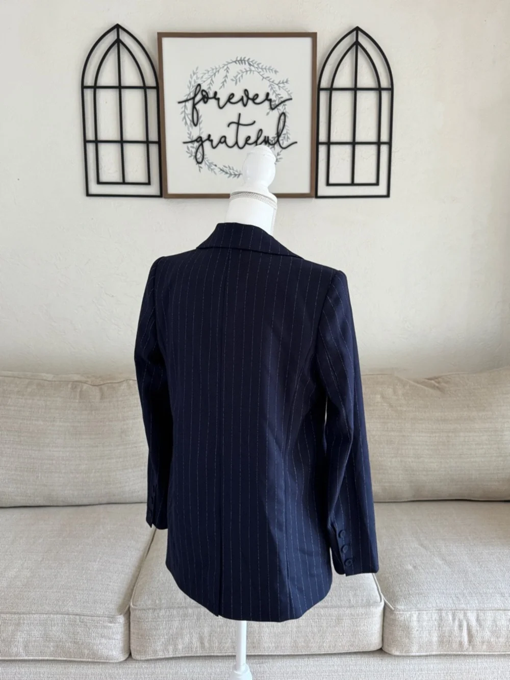 FAVORITE DAUGHTER The Suits You Blazer In Classic Navy Pinstripe Size S - Picture 15 of 15